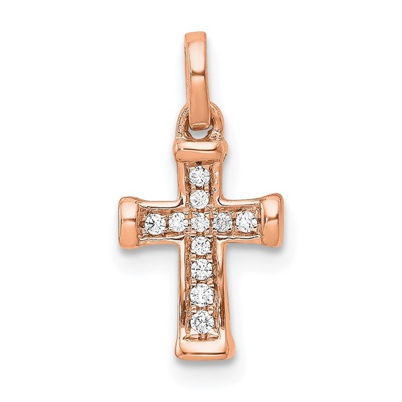 14K Gold Rose Gold Small 1/20ct. Diamond Latin Cross Pendant,All Products : American Fashion Style Bags On Sale